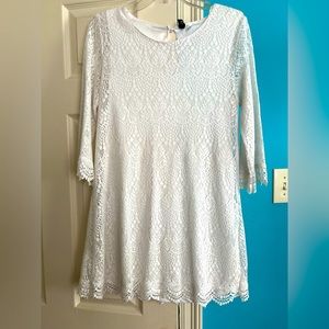 White dress with Lacey overlay pattern